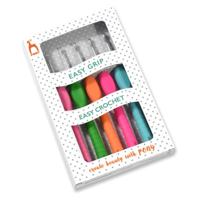 Pony Crochet Hook Set - Easy Grip, Polka Dot, Pack of 5										 - US 0-US 6