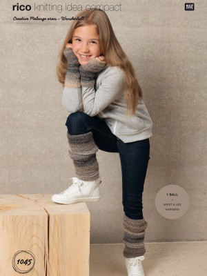 Rico KIC 1045 Children's Wrist & Leg Warmers in Creative Melange Aran										