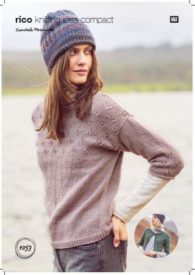 Rico KIC 1053 Simple Lace Stitch Detail Sweater and Cardigan										