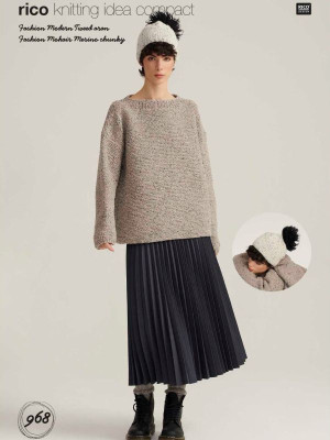 Rico KIC 968 Garter Stitch Sweater & Hat										