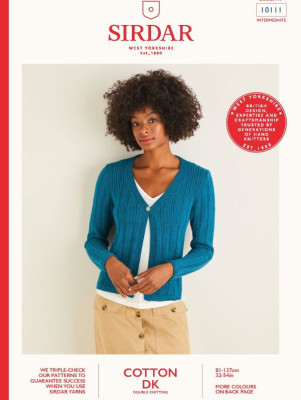 Sirdar 10111 Slip Stitch Detail Cardigan in Cotton DK										
