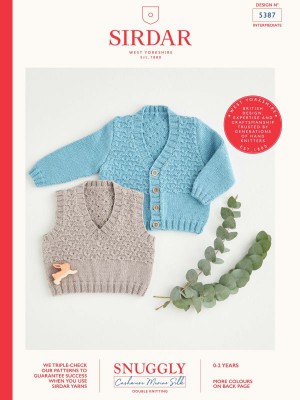 Sirdar 5387 V-Neck Cardigans in Snuggly Cashmere Merino Silk DK										