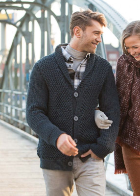 Patons Merino Moments Men's Textured Cardigan										