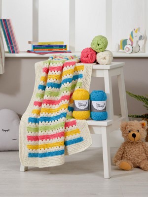 West Yorkshire Spinners Carnival Crochet Baby Blanket Kit by Jenny Watson - Striped Blanket Yarn Kit