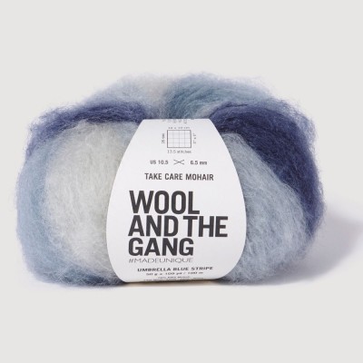 Wool and the Gang Take Care Mohair										 - Stripe Umbrella Blue