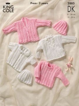 King Cole 2885 Wrap Cardigan, Children's Button Cardigan and V Neck Sweater
