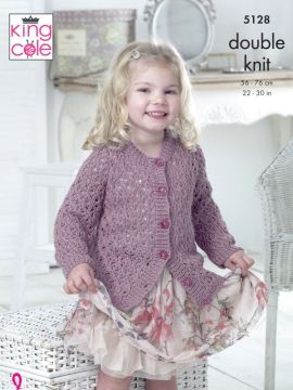 King Cole 5128 Child's Cardigans with Lace
