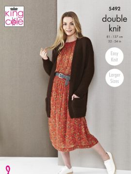 King Cole 5492 Garter Stitch Cardigans in Natural Alpaca DK