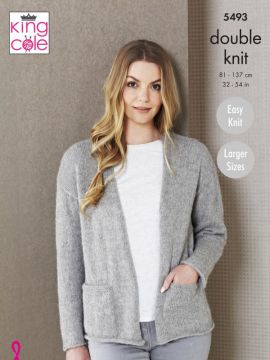 King Cole Ladies Edge to Edge Cardigan Jackets Knitting Pattern 5493 - Double Knit