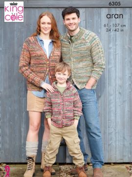 King Cole 6305 Hooded, V-Neck and Collared Cardigans