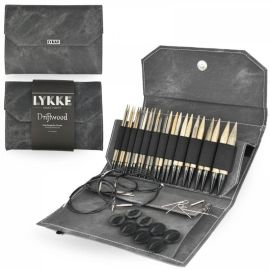 LYKKE Interchangeable Circular Knitting Needle Set 5in Tips Birchwood Driftwood Grey Denim