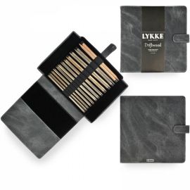 LYKKE Straight Single Pointed Knitting Needle Set 25cm (10in) Length Driftwood Grey Denim