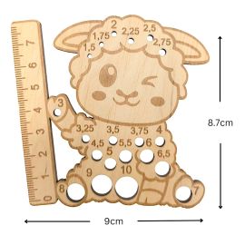 Laughing Hens Wooden Knitting Needle Gauge with Ruler Sheep