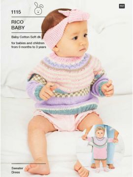 Rico KIC 1115 Baby Sweater & Dress in Baby Cotton Soft DK