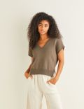 V-Neck Stepped Hem Top