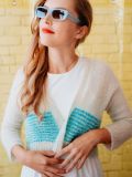Halftone Cardigan - White Sample
