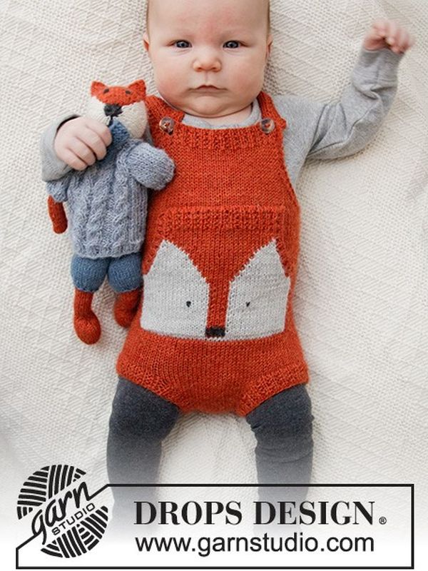 Baby Fox romper in Drops Yarns