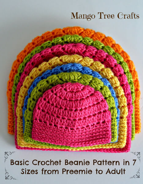 Free crochet pattern for beginners: beanie by Mango Tree Crafts
