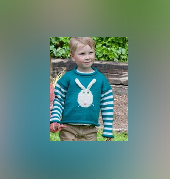 Free child's Easter bunny sweater knitting pattern at Laughing Hens