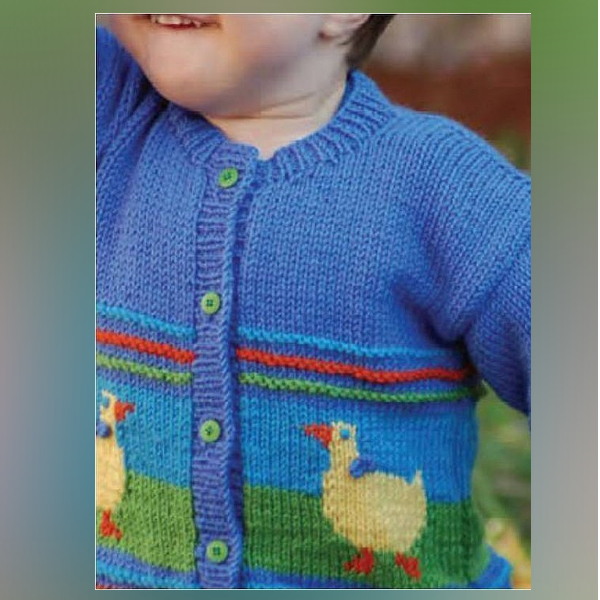 Free child's duck cardigan knitting pattern on Laughing Hens